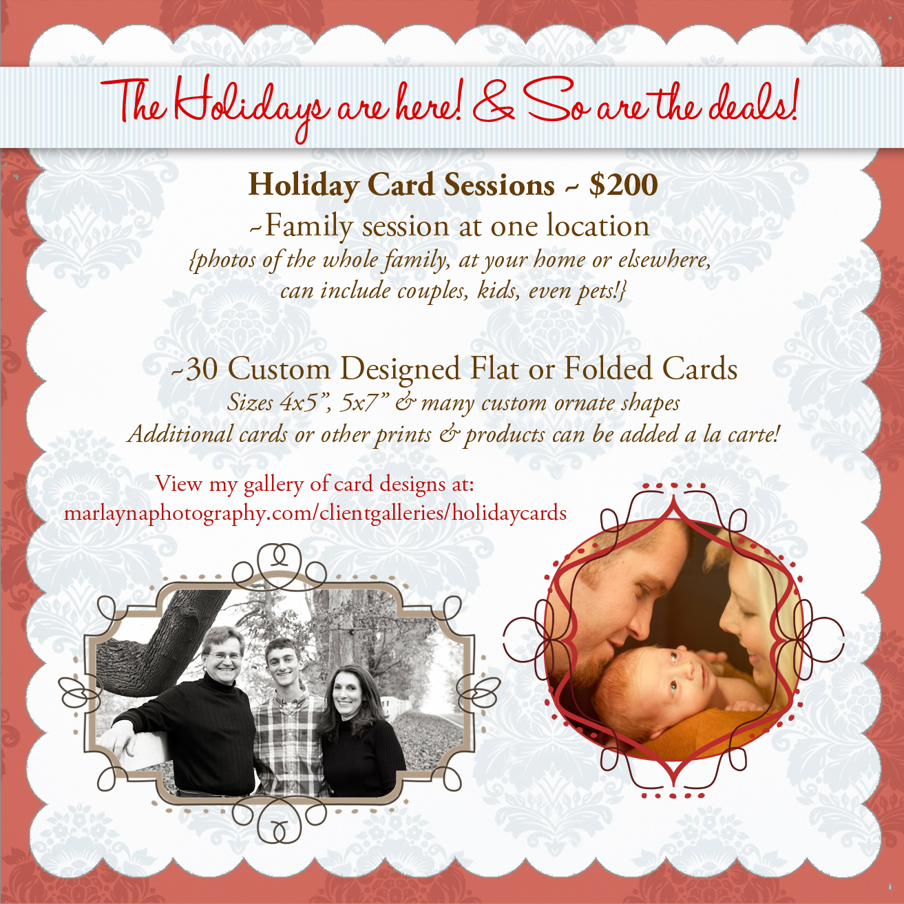 Holiday Card Special 200 dollar sessions with 30 cards