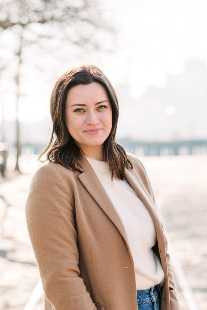 Headshot portrait of author BK Borison outside