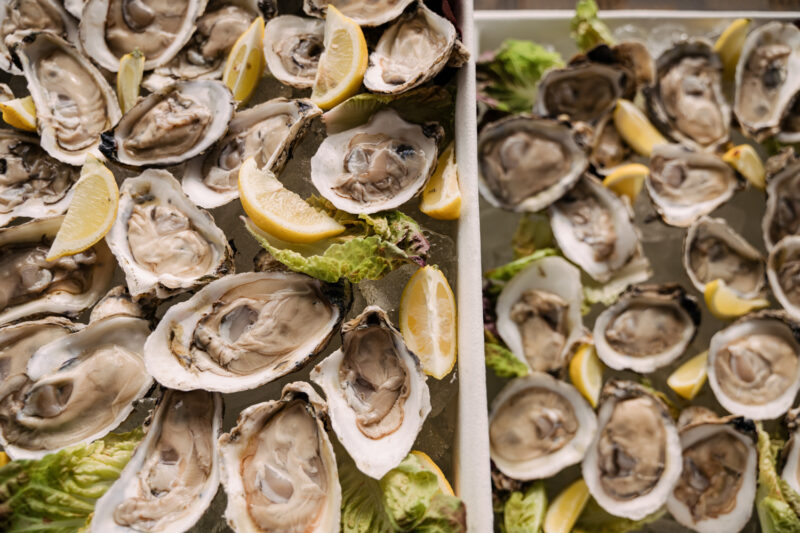 oysters on trays