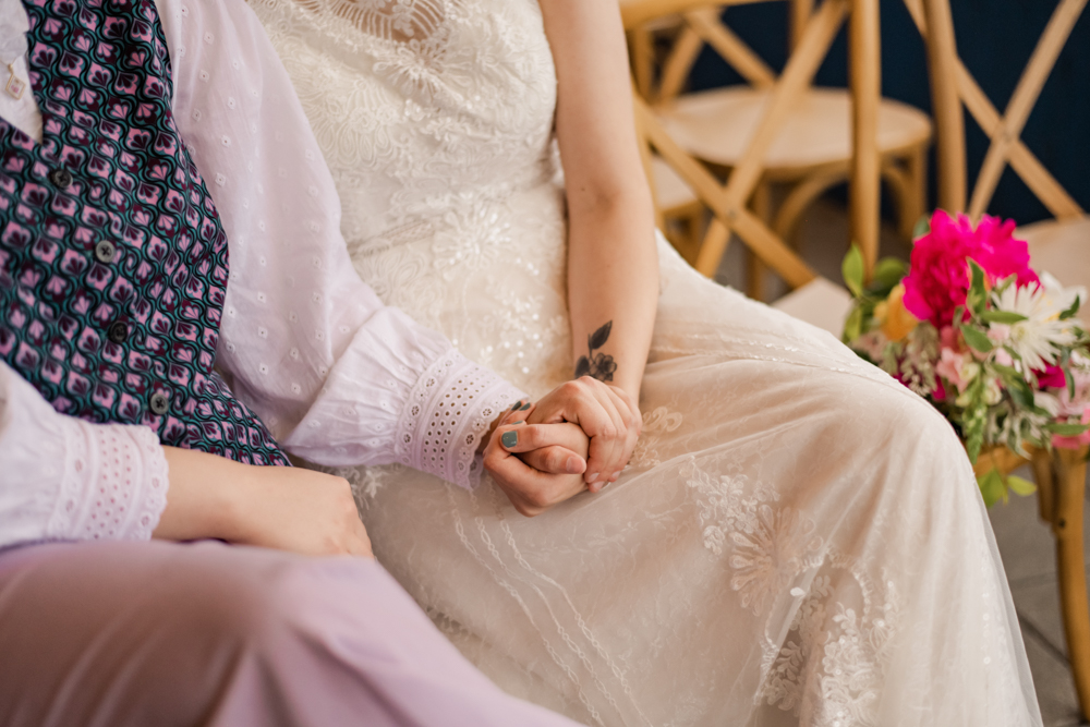 close up of hands on wedding day