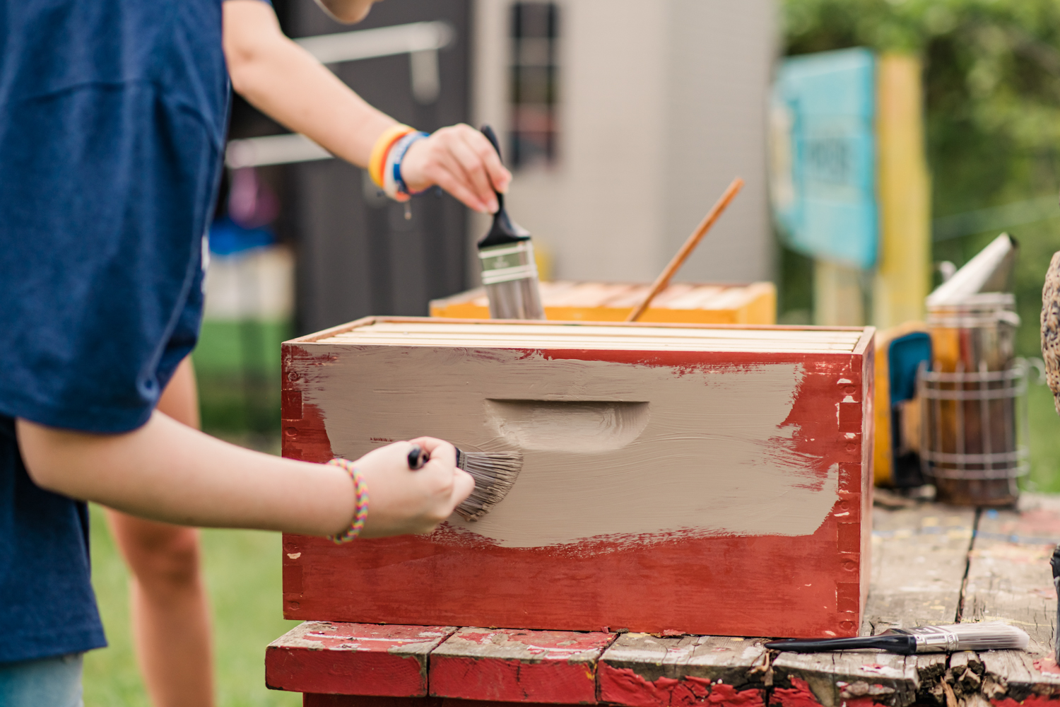 painting bee boxes