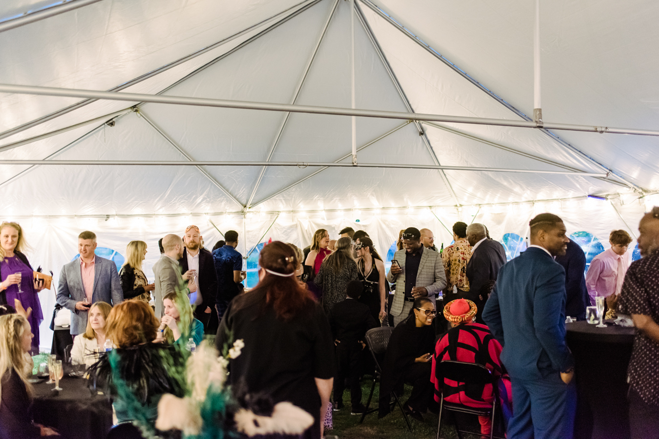 Crowd shot of Guests at SFNC 60th gala under tent