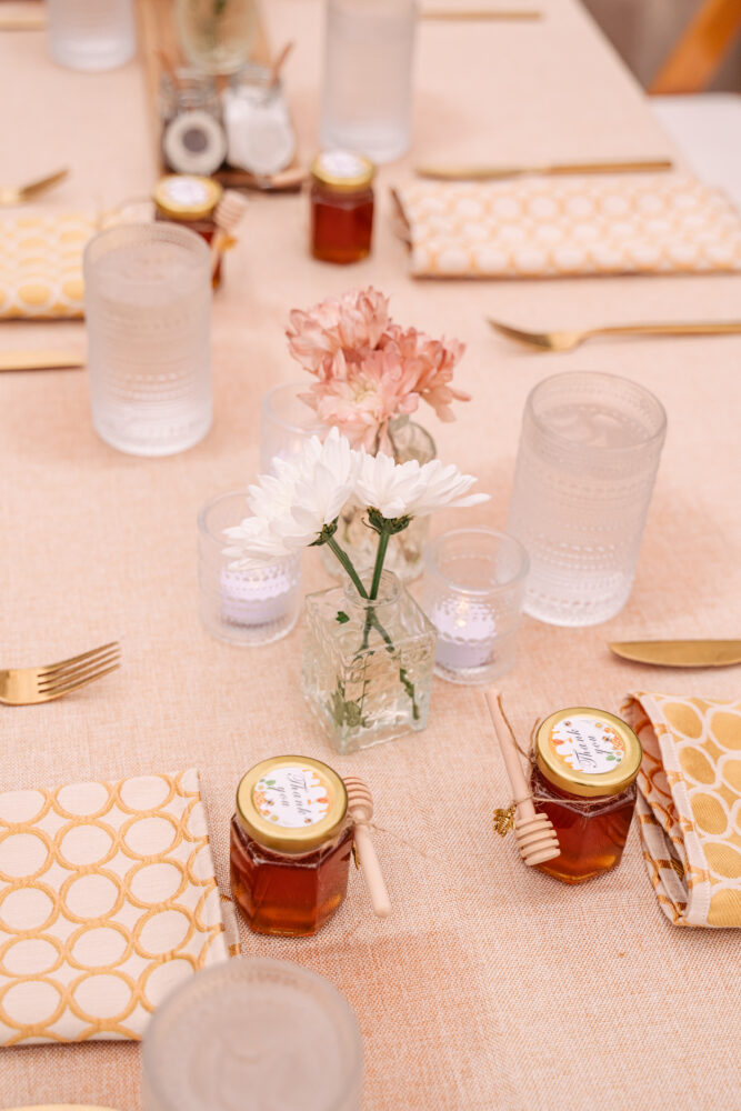 place setting at honey harvest