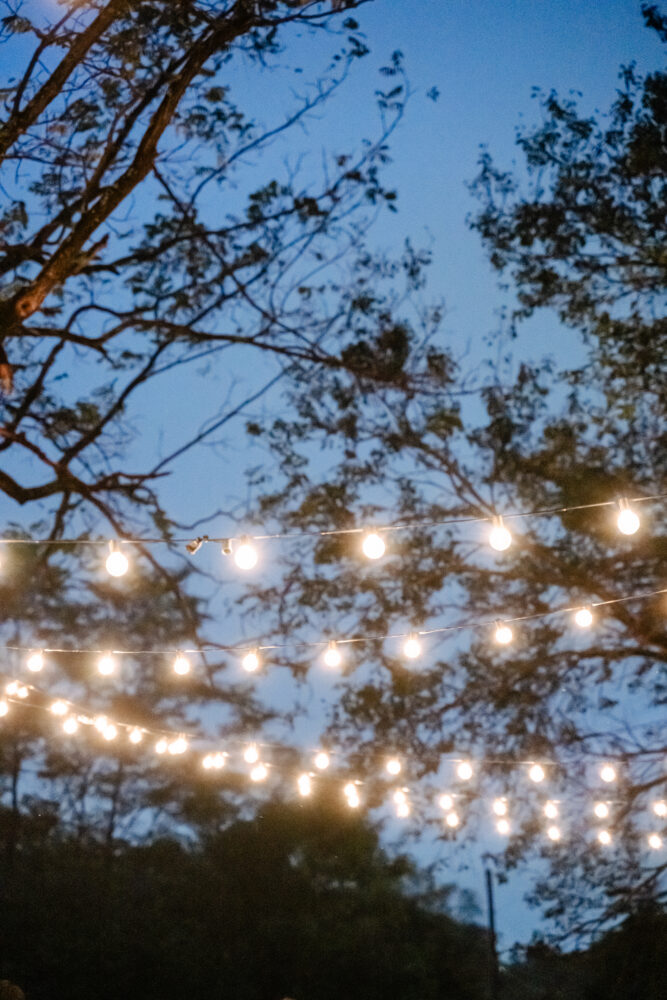 string lights at twilight