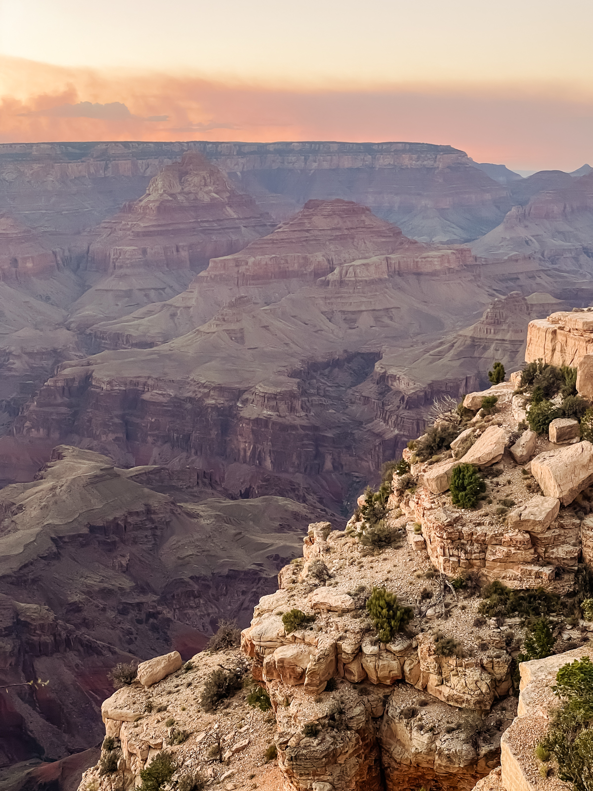 view of grand canyon at dusk