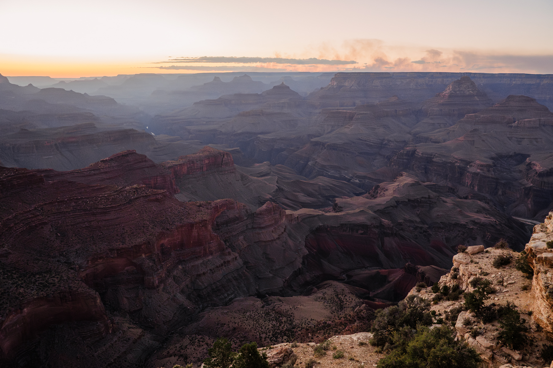 view of grand canyon at dusk