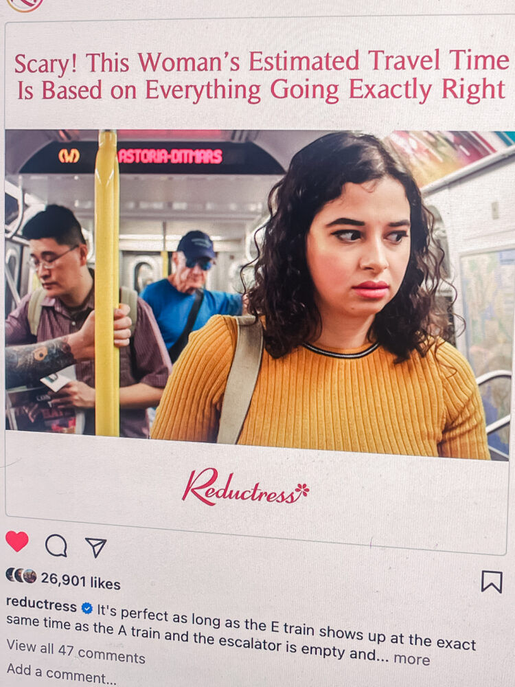 meme that reads, "Scary! This Woman's estimated travel time is based on Everything going exactly right"