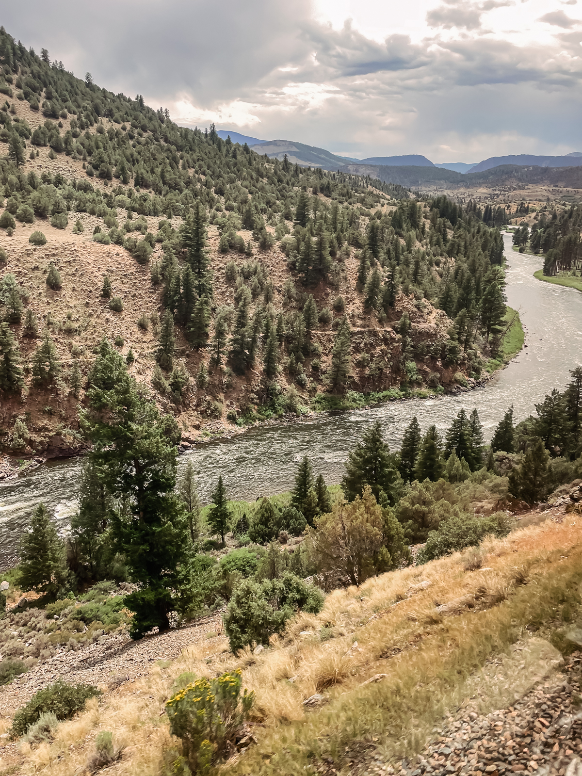 view of colorado river through train car