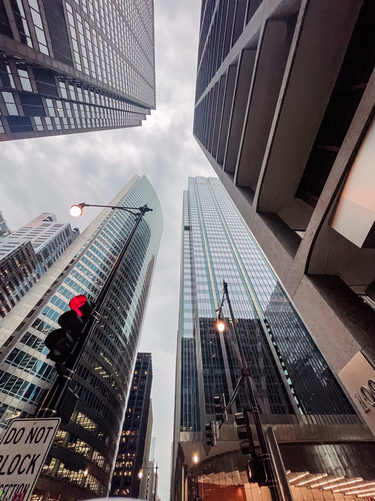 city buildings looking up in Chicago