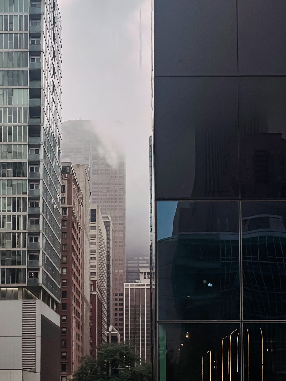 straight on shot of buildings in Chicago
