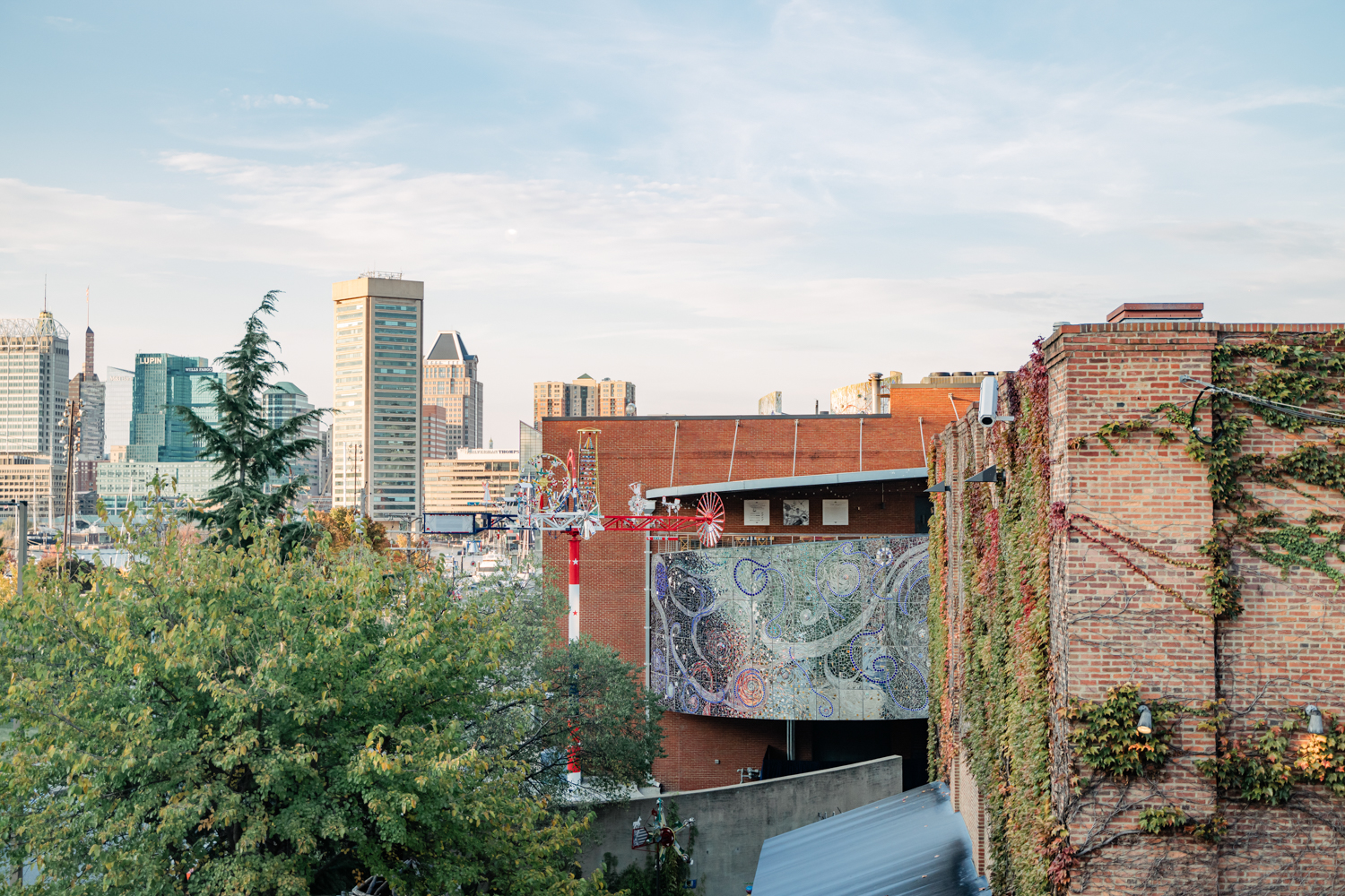 View of Baltimore and AVAM exterior