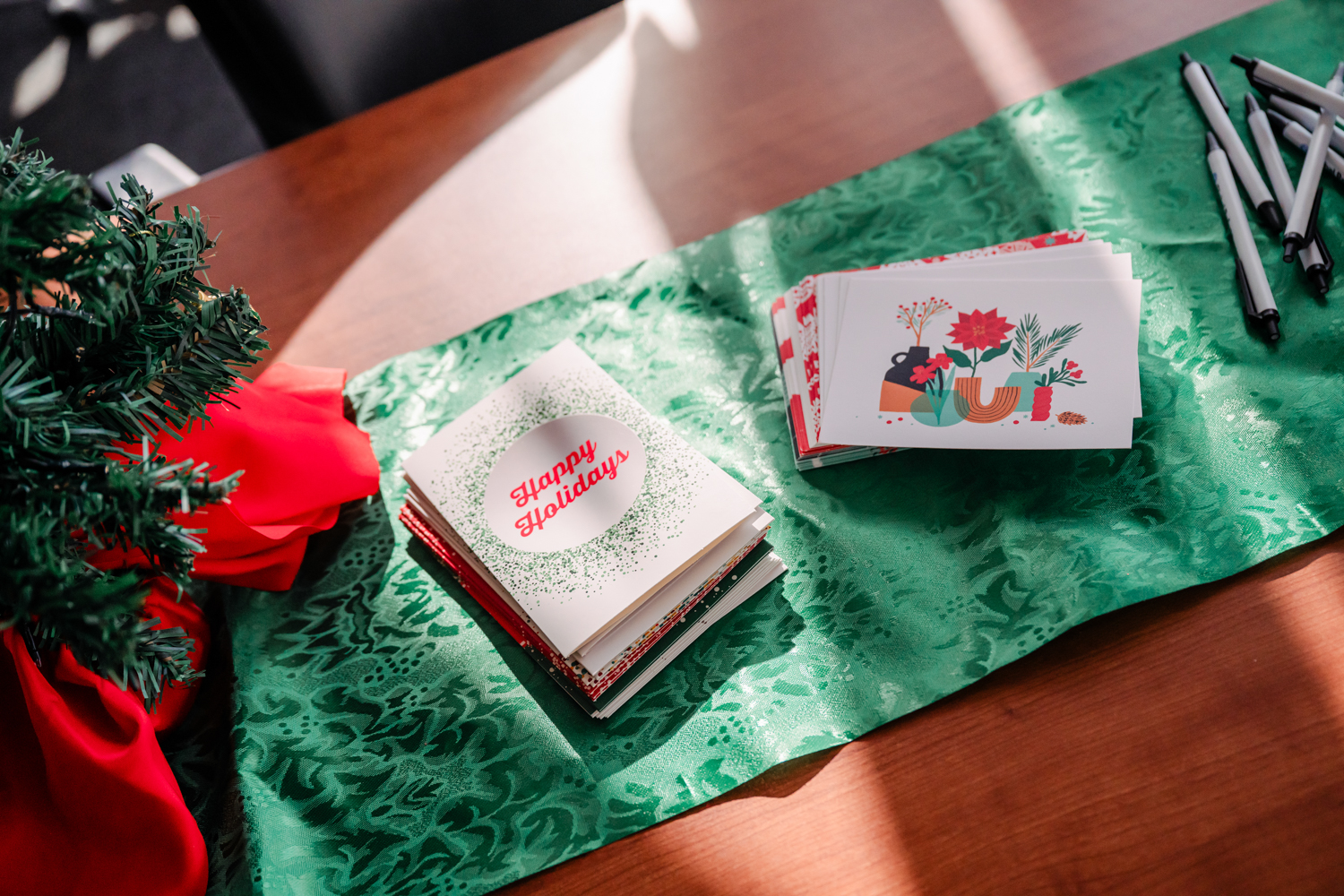holiday cards on a table
