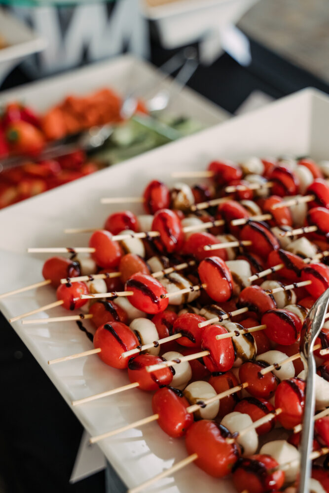 tomatoes and cheese on skewers